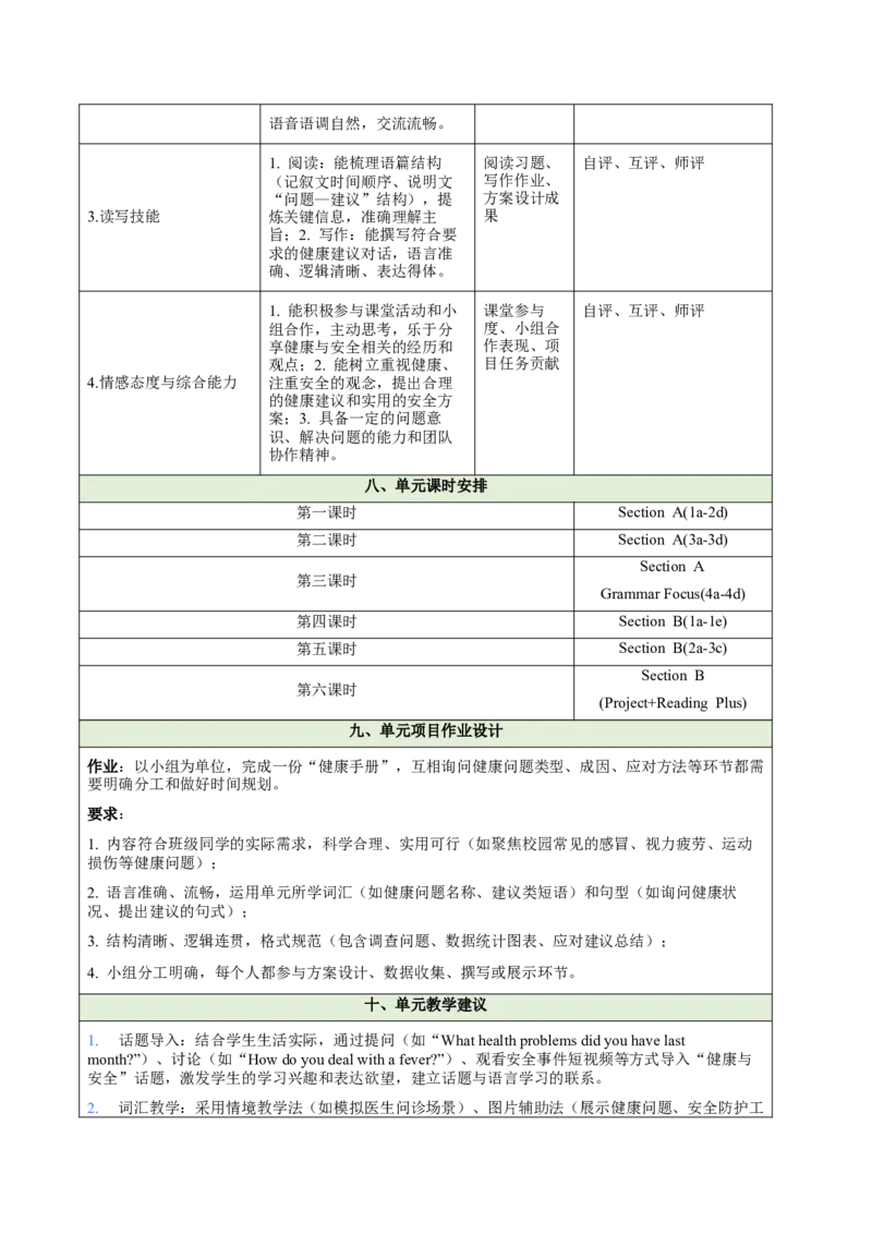 Unit2StayHealthy（大单元教学设计）英语新教材人教版八年级下册_新人教八下资料包_00、更新资料3月16日_大单元教学课件+教学设计-U44_2026版_Unit2StayHealthy