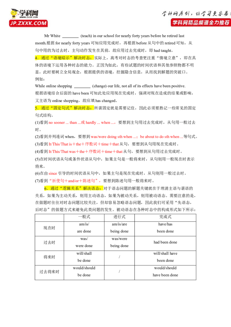 重难点03语法必考点三动词时&bull;语态-2023年高考英语热点&bull;重点&bull;难点专练（教师版）（全国通用）_3.2025英语总复习_赠品通用版（老高考）复习资料_专项复习