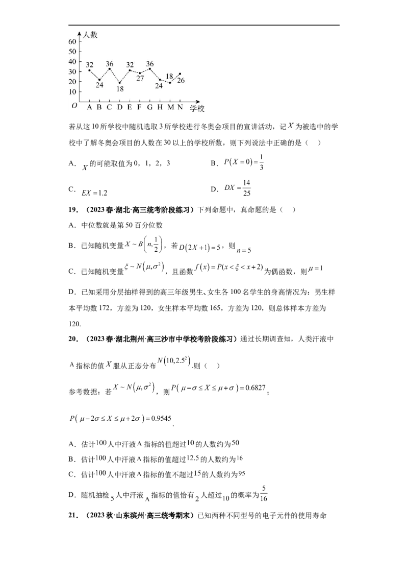 冲刺985、211名校之2023届新高考题型模拟训练专题06随机变量分布列及期望方差（单选+多选+填空）（新高考通用）原卷版_2.2025数学总复习_2023年新高考资料_专项复习
