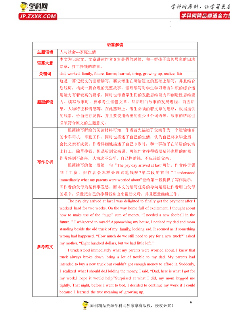 读后续写解密（讲义）-高频考点解密2023年高考英语二轮复习讲义+分层训练（新高考专用）（教师版）_3.2025英语总复习_2023年新高考资料_二轮复习