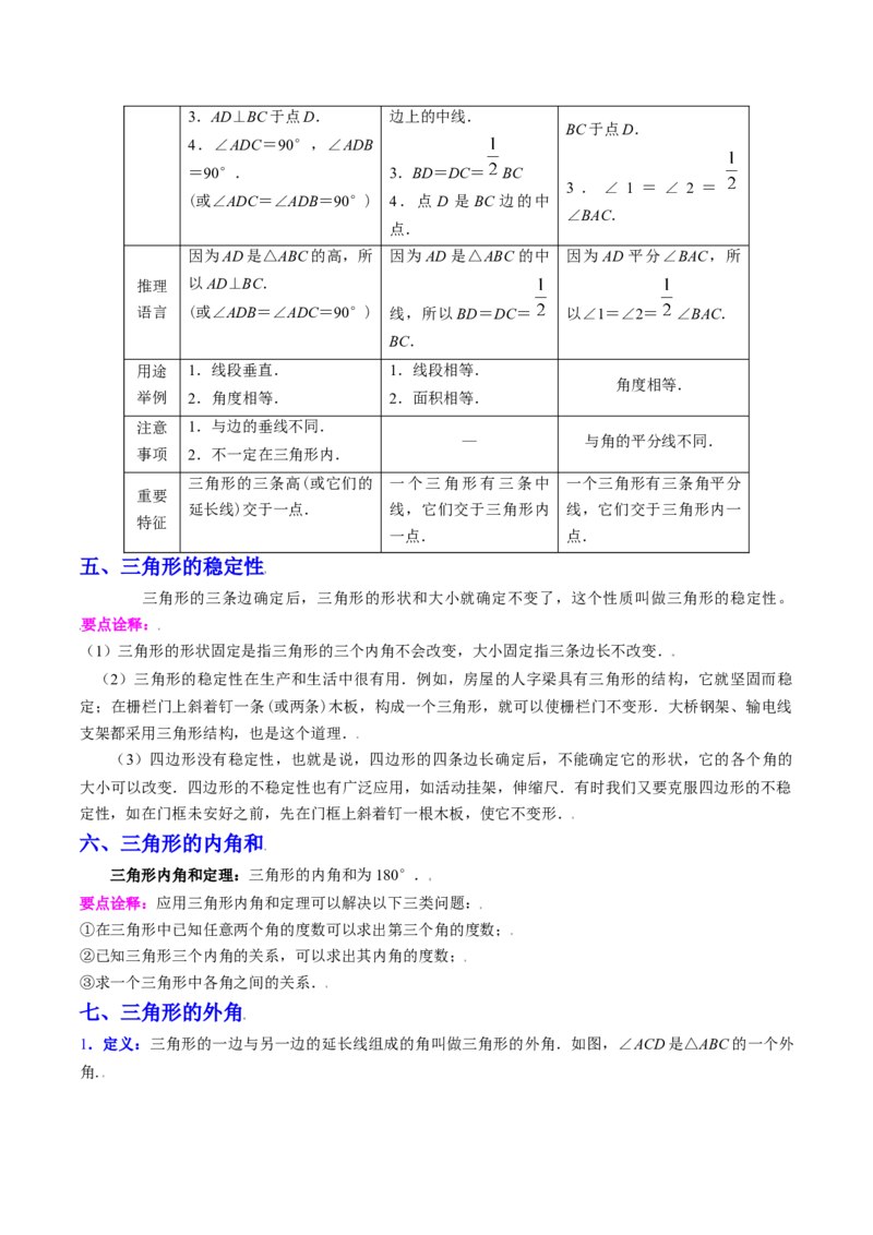 专题01三角形（突破核心考点）知识梳理+解题方法+专题过关（教师版）_初中数学_八年级数学上册（人教版）_老课标资料_期中+期末