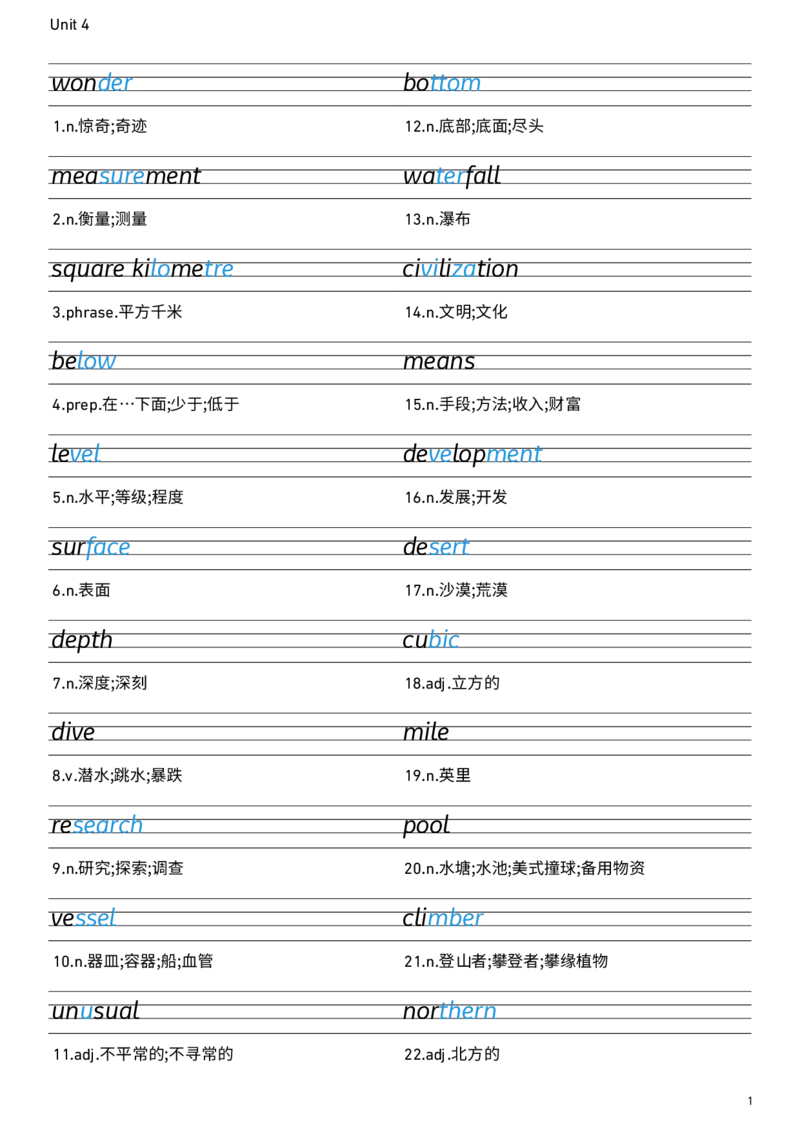 2026春人教版英语八下Unit4衡水体字贴_新人教八下资料包_00、更新资料3月16日_单词专项_新课标资料（看这里面）_单词默写包
