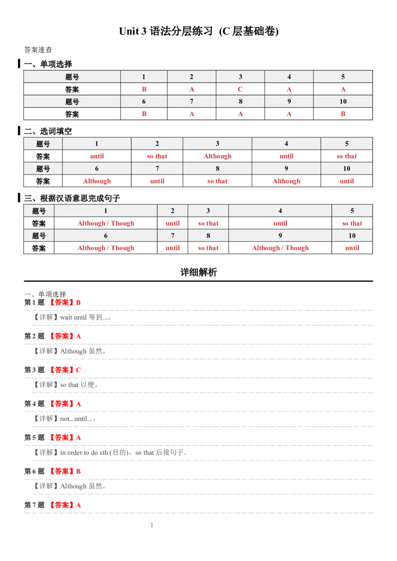 Unit_3_语法分层练习_(C层基础卷)答案解析_新人教八下资料包_30语法总结+语法分层练习(全)_26新八下英语单元语法分层练习（答案解析）