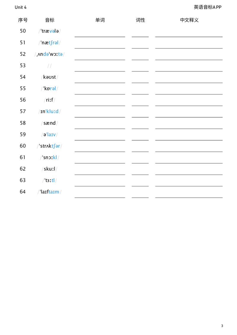 2026春人教版英语八下Unit4看音标默单词_新人教八下资料包_04单词背诵默写8个表（全）