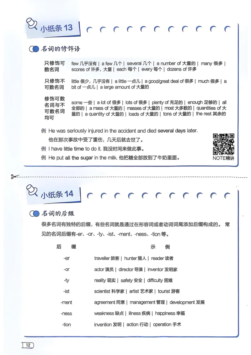 2026版初中《星火英语》中考语法120张小纸条（英语）语法册_新人教八下资料包_09小纸条合集_2025秋初中英语七八九年级《初中英语语法120张小纸条》含答案