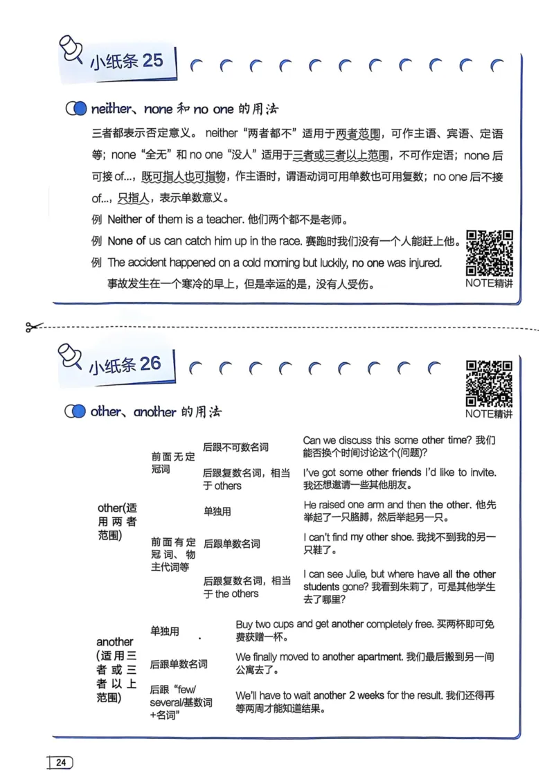 2026版初中《星火英语》中考语法120张小纸条（英语）语法册_新人教八下资料包_09小纸条合集_2025秋初中英语七八九年级《初中英语语法120张小纸条》含答案