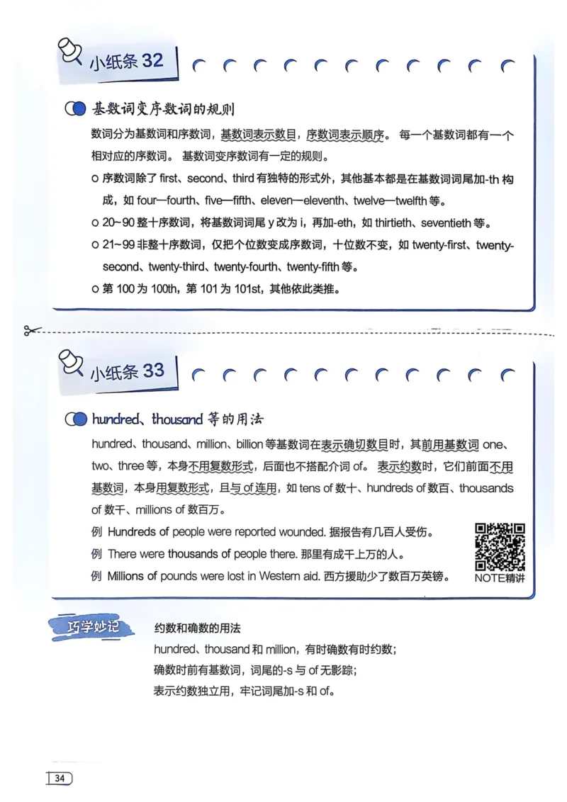 2026版初中《星火英语》中考语法120张小纸条（英语）语法册_新人教八下资料包_09小纸条合集_2025秋初中英语七八九年级《初中英语语法120张小纸条》含答案