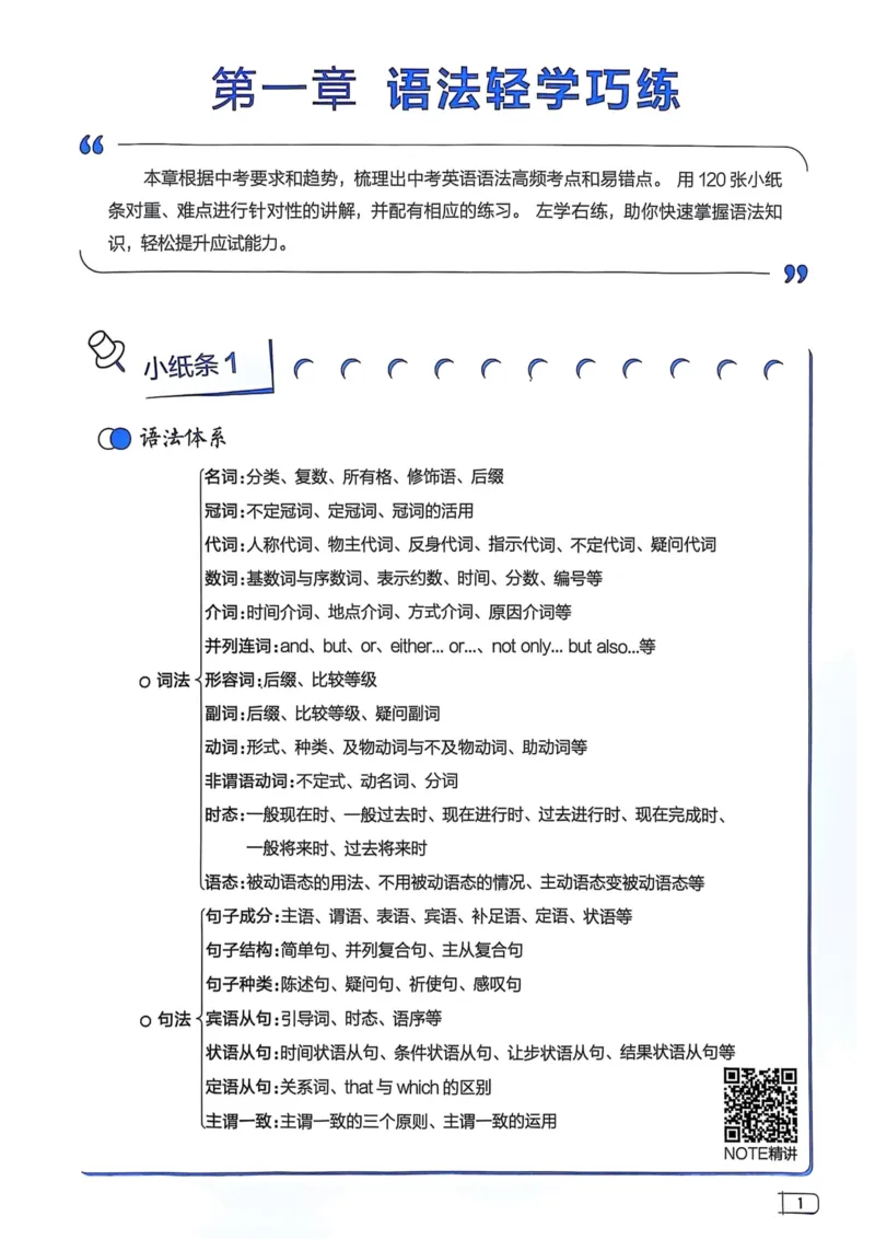 2026版初中《星火英语》中考语法120张小纸条（英语）语法册_新人教八下资料包_09小纸条合集_2025秋初中英语七八九年级《初中英语语法120张小纸条》含答案