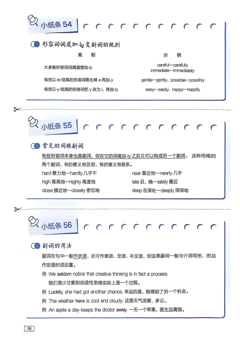 2026版初中《星火英语》中考语法120张小纸条（英语）语法册_新人教八下资料包_09小纸条合集_2025秋初中英语七八九年级《初中英语语法120张小纸条》含答案