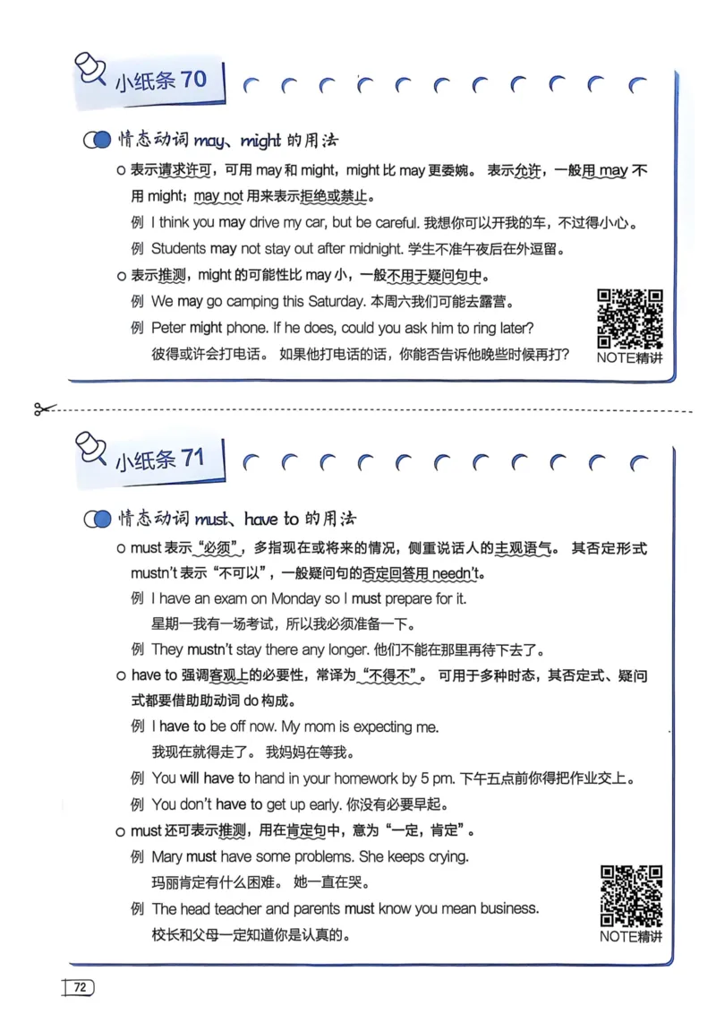 2026版初中《星火英语》中考语法120张小纸条（英语）语法册_新人教八下资料包_09小纸条合集_2025秋初中英语七八九年级《初中英语语法120张小纸条》含答案