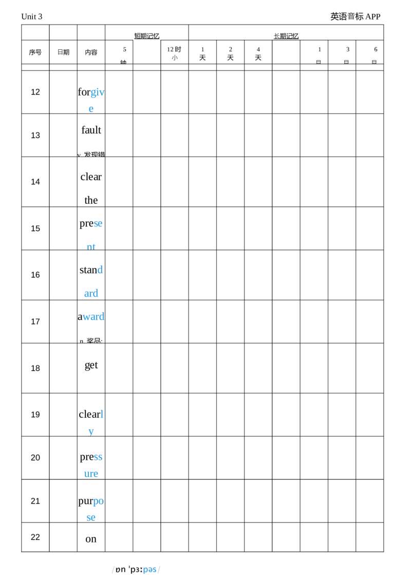 2026春人教版英语八下Unit3艾宾浩斯记忆_新人教八下资料包_04单词背诵默写8个表（全）