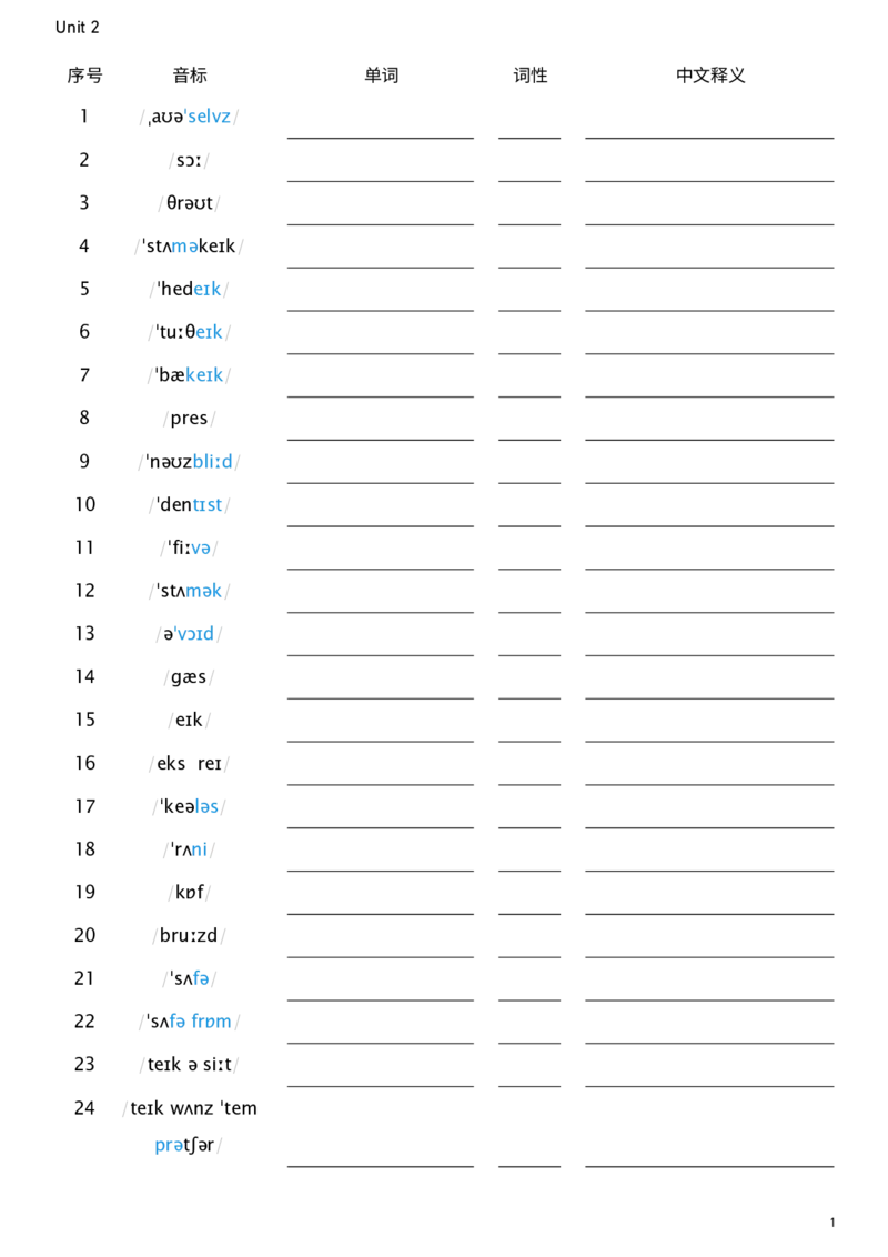 2026春人教版英语八下Unit2看音标默单词_新人教八下资料包_00、更新资料3月16日_单词专项_新课标资料（看这里面）_单词背诵默写8个表