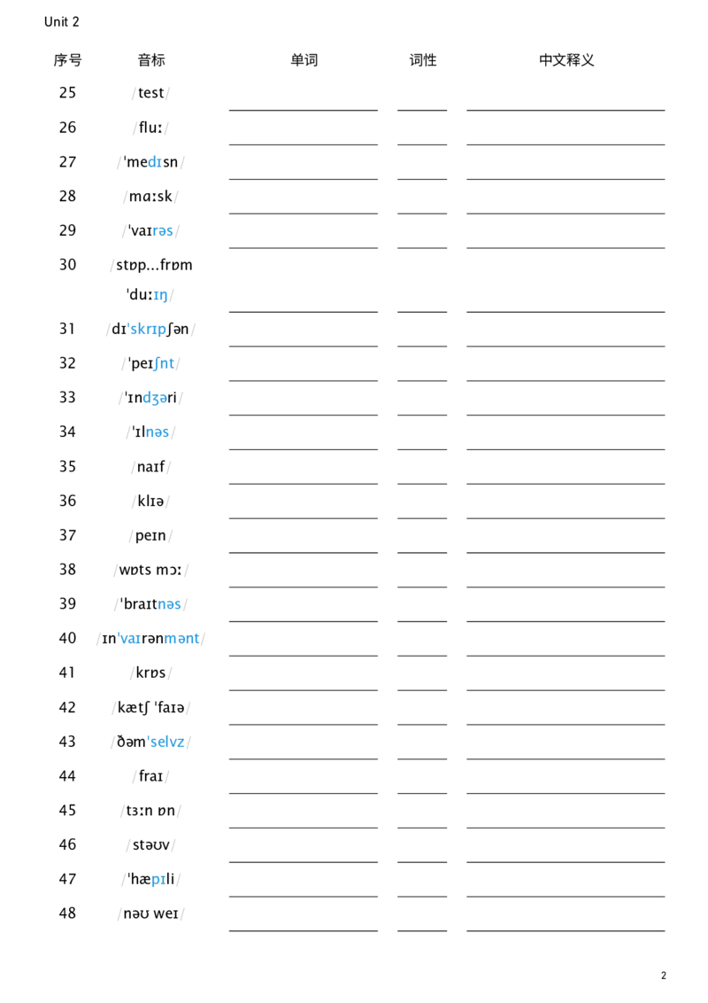 2026春人教版英语八下Unit2看音标默单词_新人教八下资料包_00、更新资料3月16日_单词专项_新课标资料（看这里面）_单词背诵默写8个表
