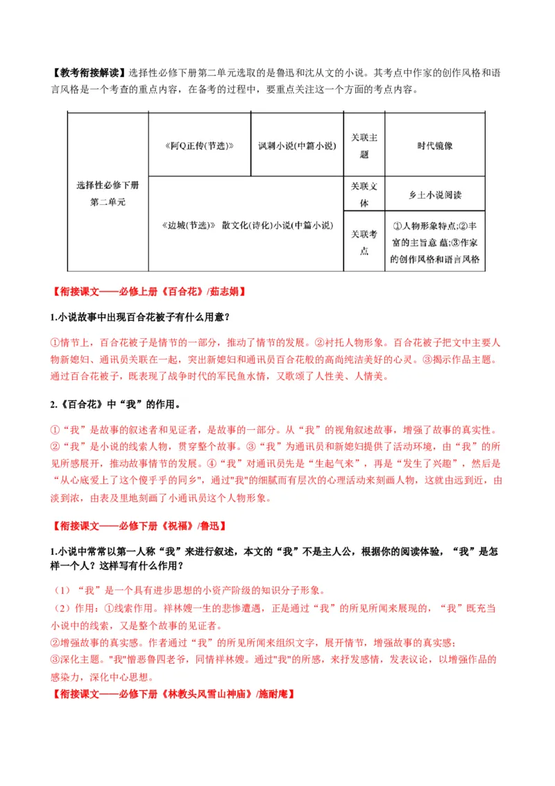 小说阅读第一课（讲义）解析版_1.2025语文总复习_2025年新高考资料_一轮复习_2025年高考语文一轮复习讲练测_小说阅读