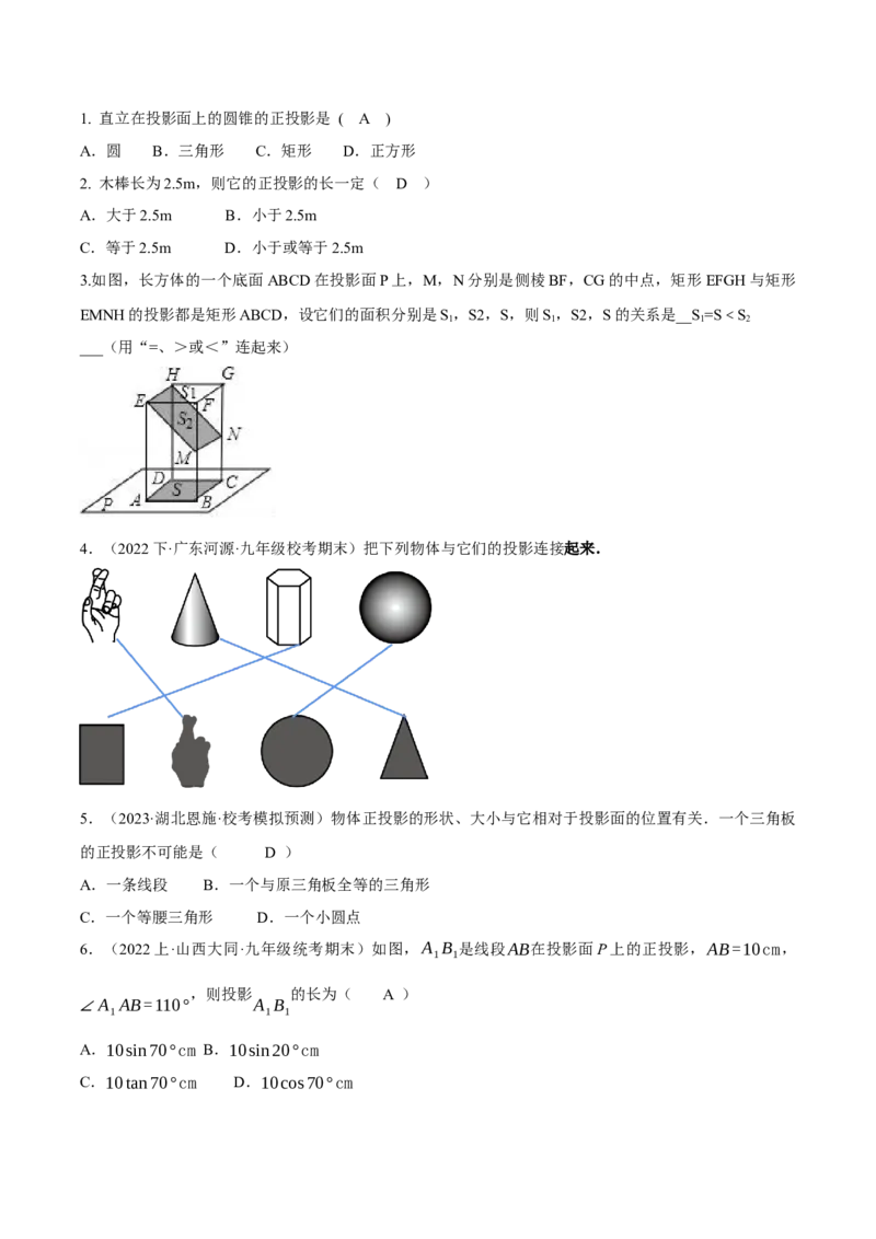 29.1投影（第二课时）（导学案）-（人教版）_初中数学_九年级数学下册（人教版）_导学案