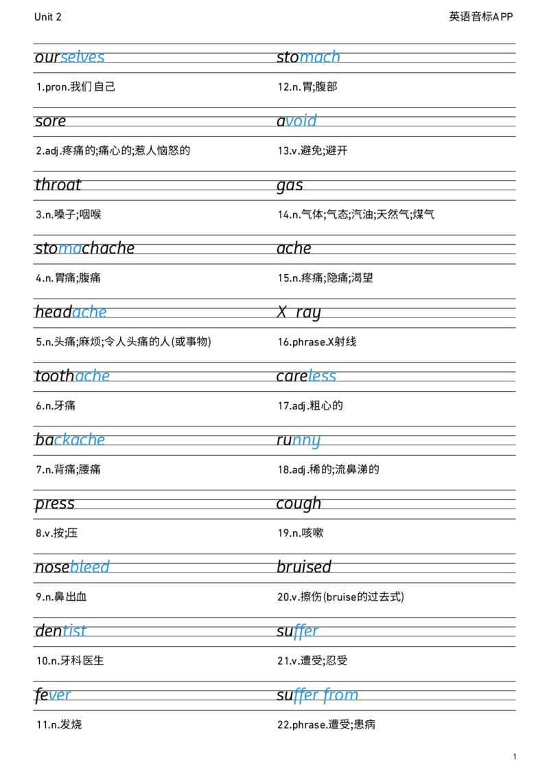 2026春人教版英语八下Unit2衡水体字贴_新人教八下资料包_05单词字帖（全）