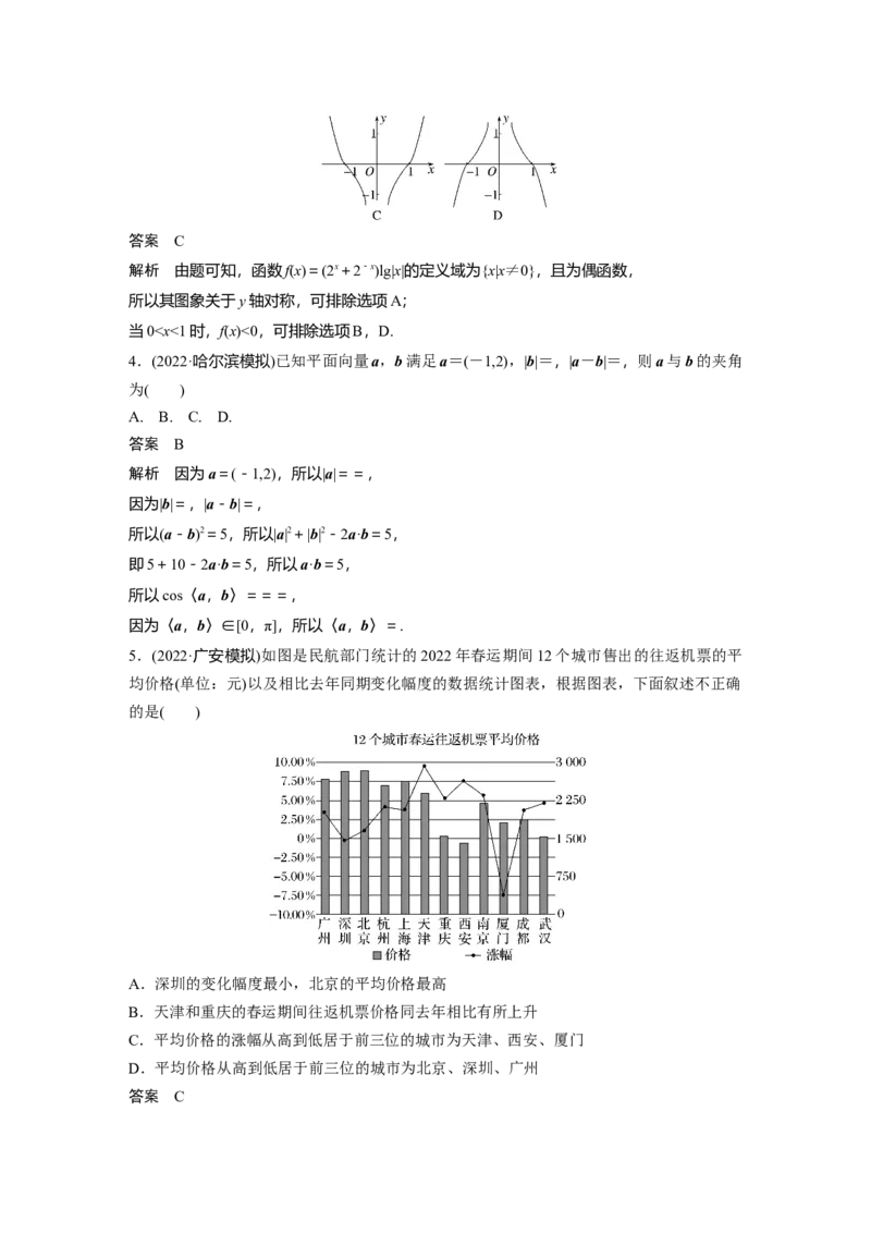 仿真模拟卷2_2.2025数学总复习_赠品通用版（老高考）复习资料_二轮复习_2023年高考数学二轮复习讲义+课件（全国版文科）_2023年高考数学二轮复习讲义（全国版文科）_仿真模拟卷