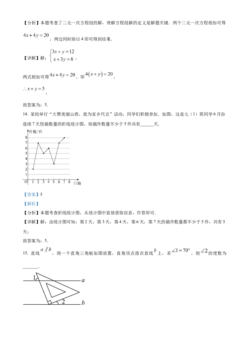 下学期七年级数学期末模拟测试卷（解析版）_初中数学_七年级数学下册（人教版）_期中+期末