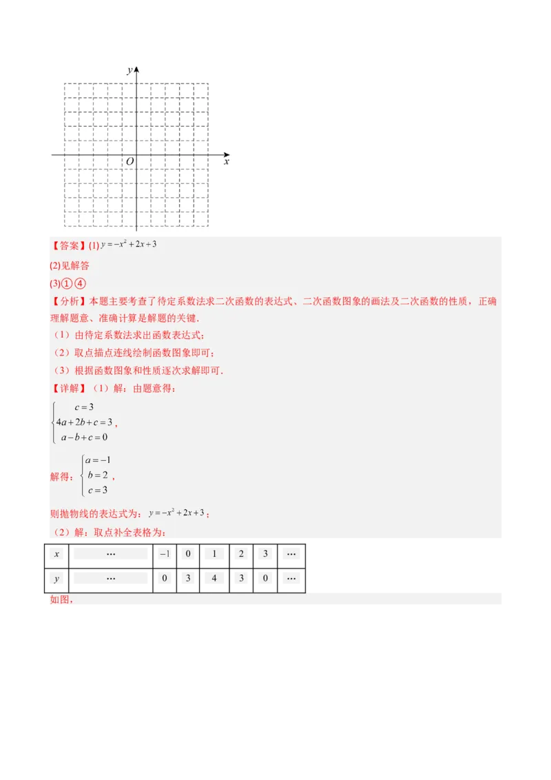 专题01二次函数的图象和性质（专项训练）（教师版）_初中数学_九年级数学上册（人教版）_知识点汇总-U105_2026版
