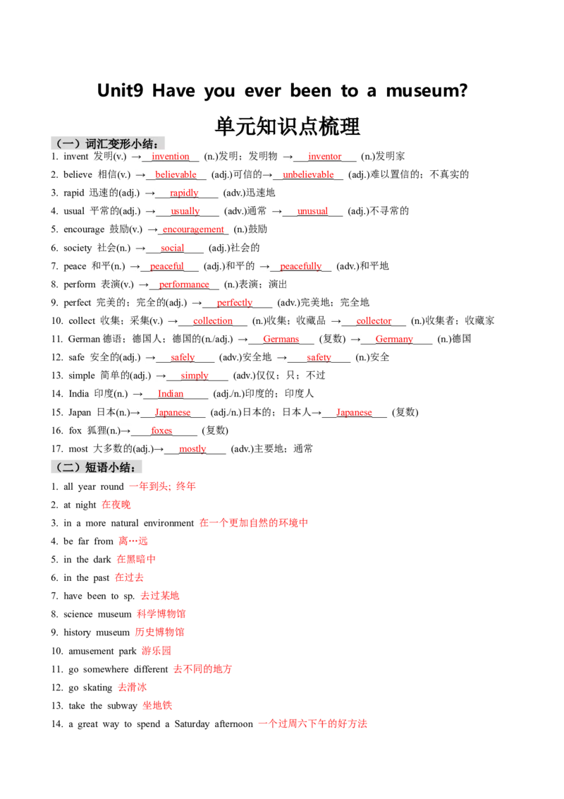 Unit9单元知识点梳理_新人教八下资料包_35赠送其它_八年级英语下册（人教版）_同步讲义-U34_2025版