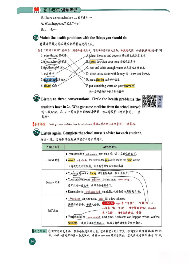 2026春八下人教英语课堂笔记_新人教八下资料包_01课堂笔记共3套完整版_《汉知简课堂笔记》