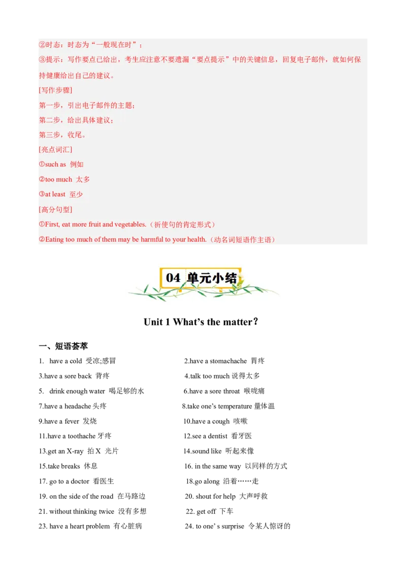 Unit1What&rsquo;sthematter？（知识清单）（教师版）_新人教八下资料包_00、更新资料3月16日_单元知识复习专项-U122_2025版