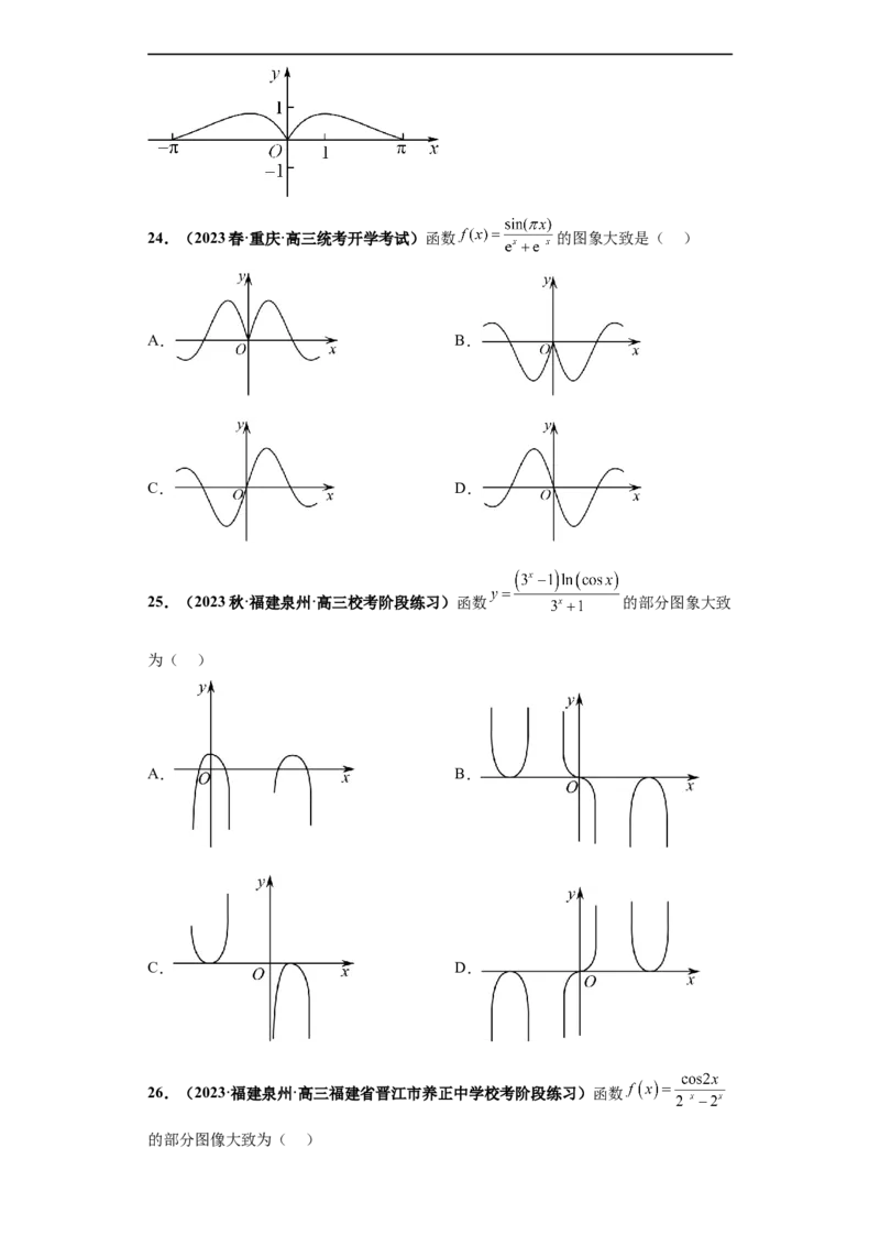 冲刺985、211名校之2023届新高考题型模拟训练专题33函数图象综合问题单选题（新高考通用）原卷版_2.2025数学总复习_2023年新高考资料_专项复习