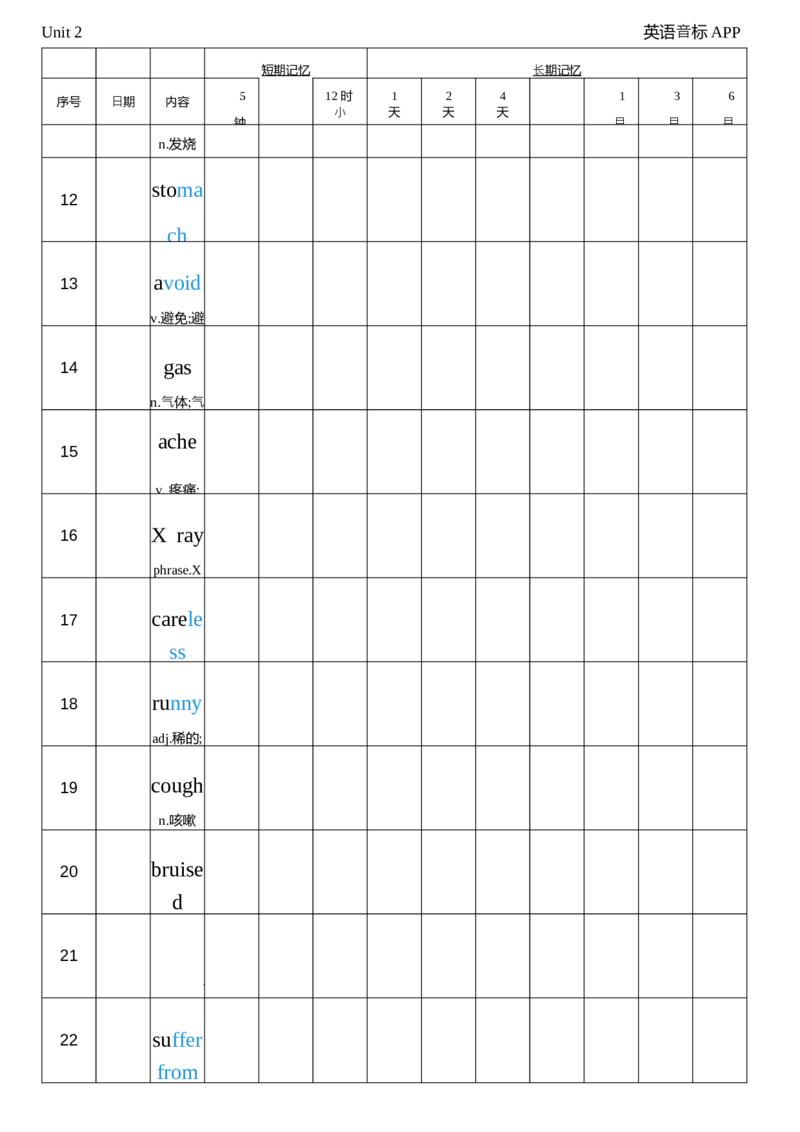 2026春人教版英语八下Unit2艾宾浩斯记忆_新人教八下资料包_04单词背诵默写8个表（全）