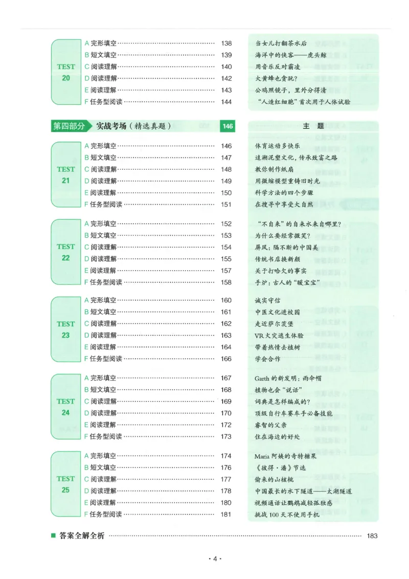 中考完形填空与阅读理解150篇25年_新人教八下资料包_23多套教辅合集_88教辅合集_《一本完形填空与阅读理解》含答案