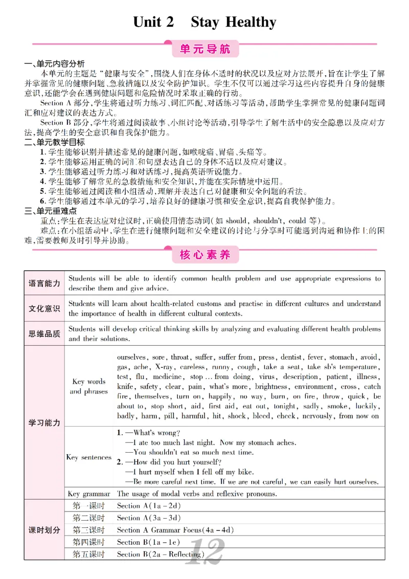 2026春人教版八年级英语下册核心素养教案_新人教八下资料包_00核心素养教案完整版