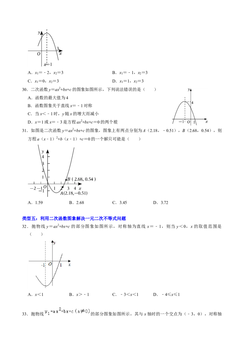 专题01涉及二次函数的图象的五种类型（学生版）_初中数学_九年级数学上册（人教版）_同步讲义-U18_2025版