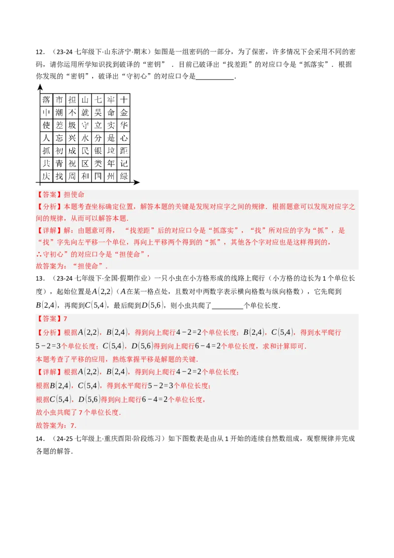 9.2.1用坐标表示地理位置（三大类型提分练）（教师版）_初中数学_七年级数学下册（人教版）_大单元教学课件+教学设计-U42