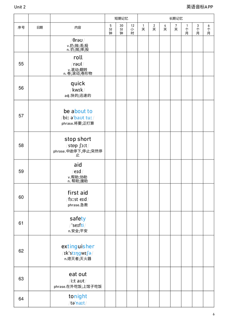 2026春人教版英语八下Unit2艾宾浩斯记忆_新人教八下资料包_04单词背诵默写8个表（全）