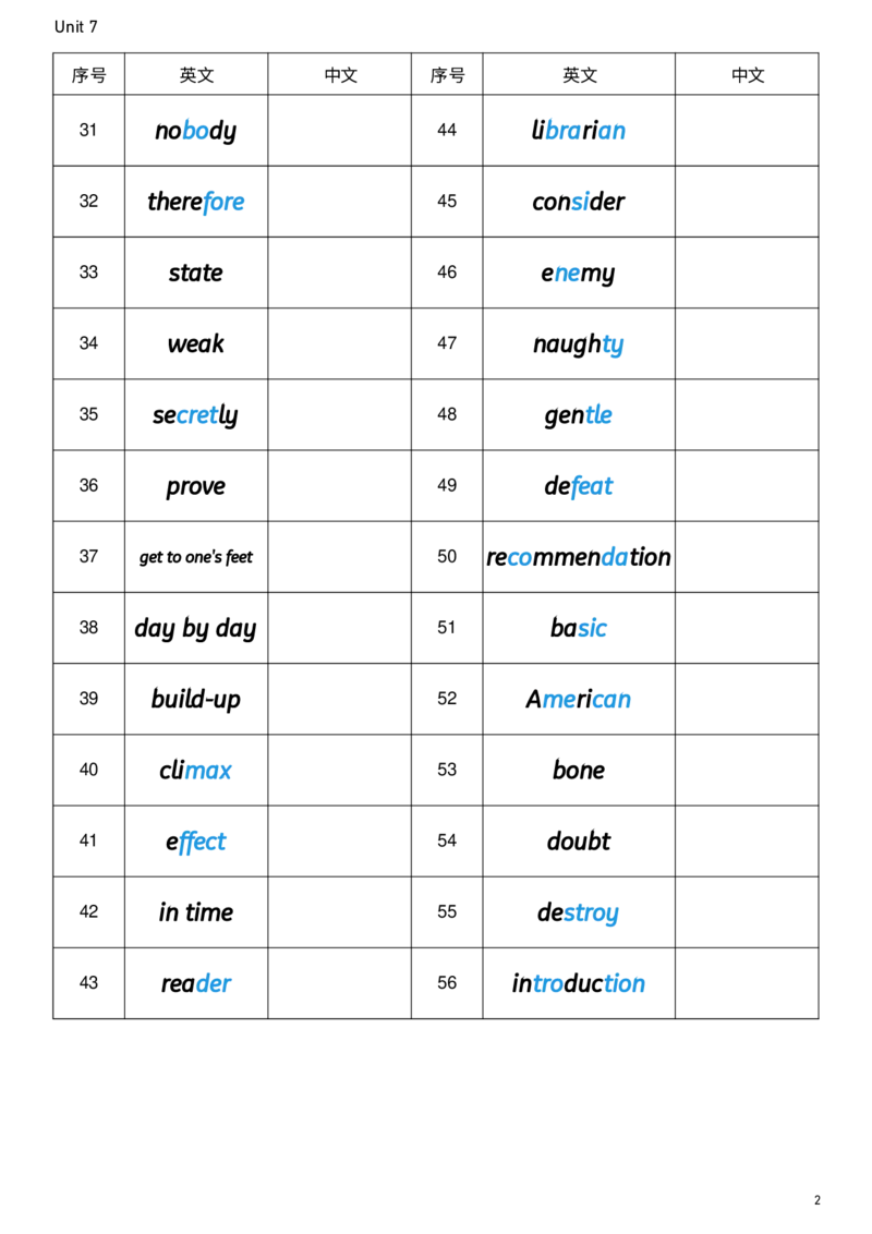 2026春人教版英语八下Unit7英译中_新人教八下资料包_00、更新资料3月16日_单词专项_新课标资料（看这里面）_单词背诵默写8个表