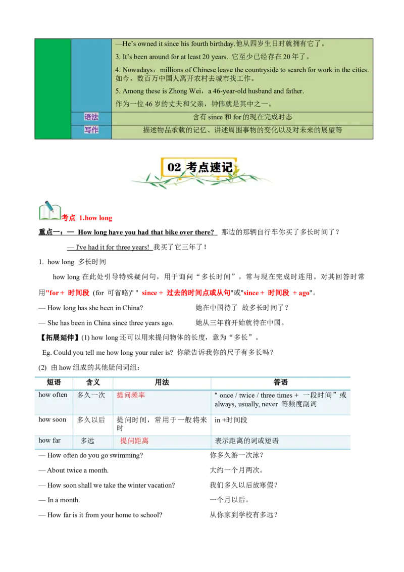 Unit10I'vehadthisbikeforthreeyears.（知识清单）（学生版）_新人教八下资料包_00、更新资料3月16日_单元知识复习专项-U122_2025版