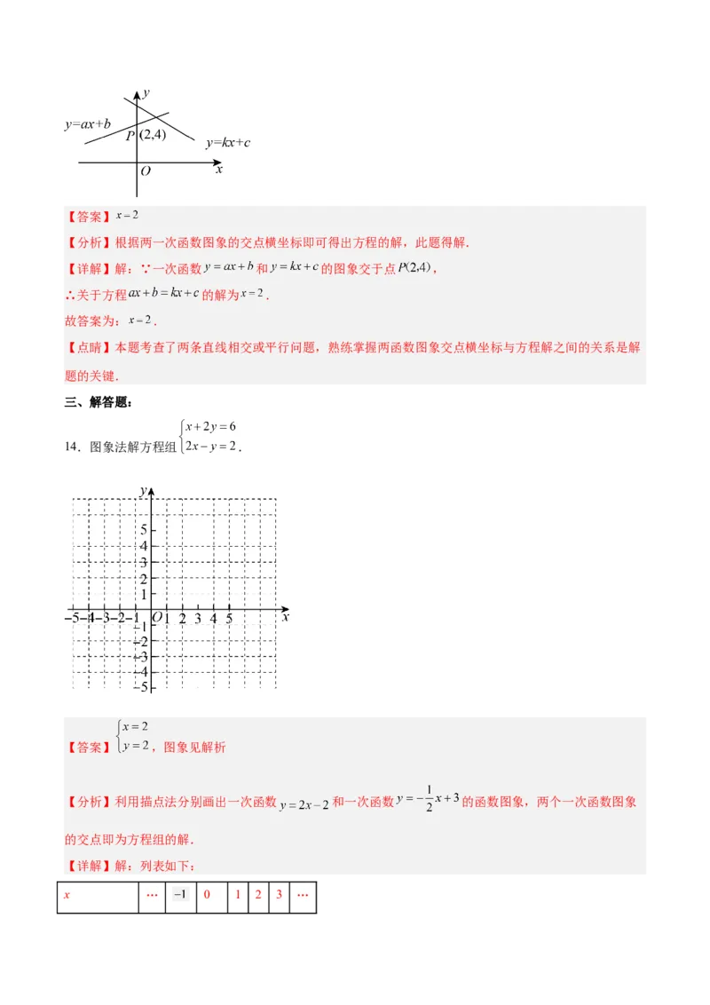 19.2.9一次函数与二元一次方程组（分层作业）-（人教版）（解析版）_初中数学_八年级数学下册（人教版）_分层作业