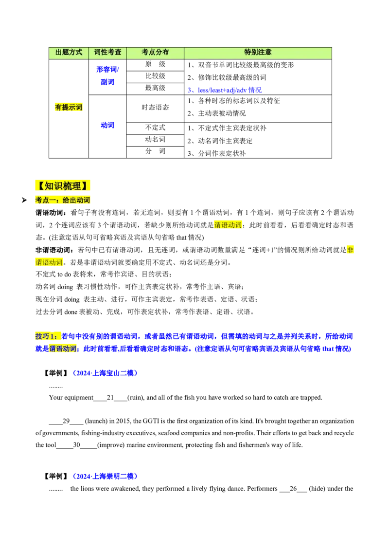 题型突破01语法填空之有提示词（核心考点精讲精练）（原题版）_3.2025英语总复习_2025年新高考资料_一轮复习_备战2025年高考英语一轮复习考点帮_必考题型突破