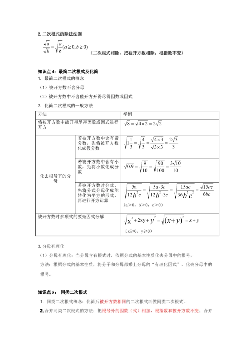 专题01二次根式（知识串讲+热考题型+真题训练）（学生版）_初中数学_八年级数学下册（人教版）_重难点题型高分突破-U207