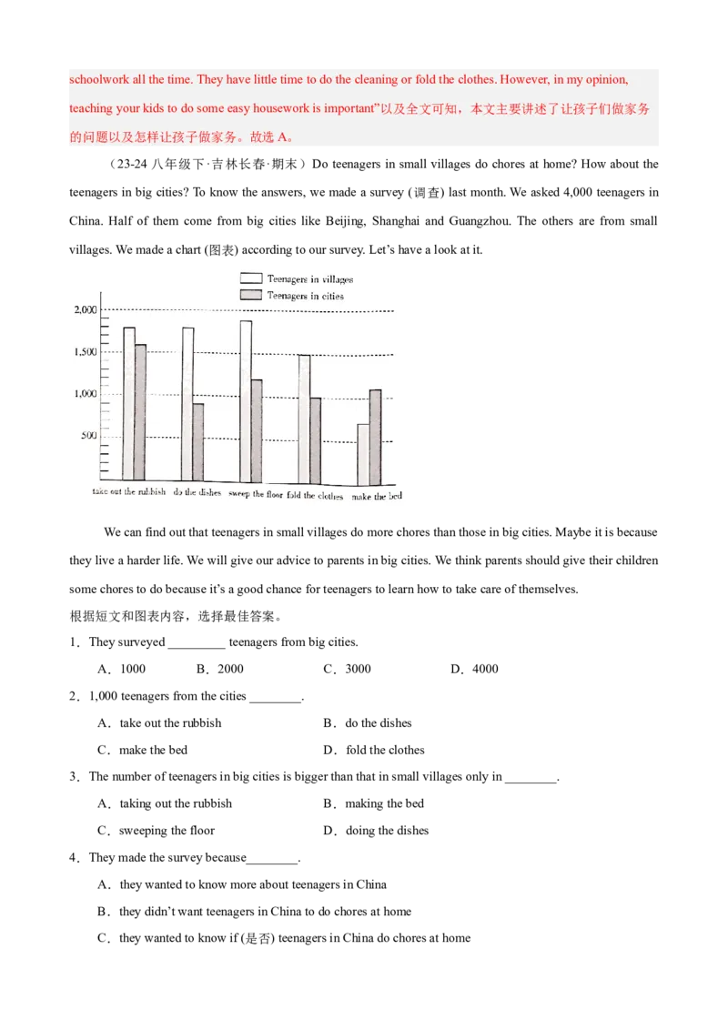 Unit3Couldyoupleasecleanyourroom单元话题阅读理解练习（教师版）_新人教八下资料包_00、更新资料3月16日_单元重难点易错题精练-U216