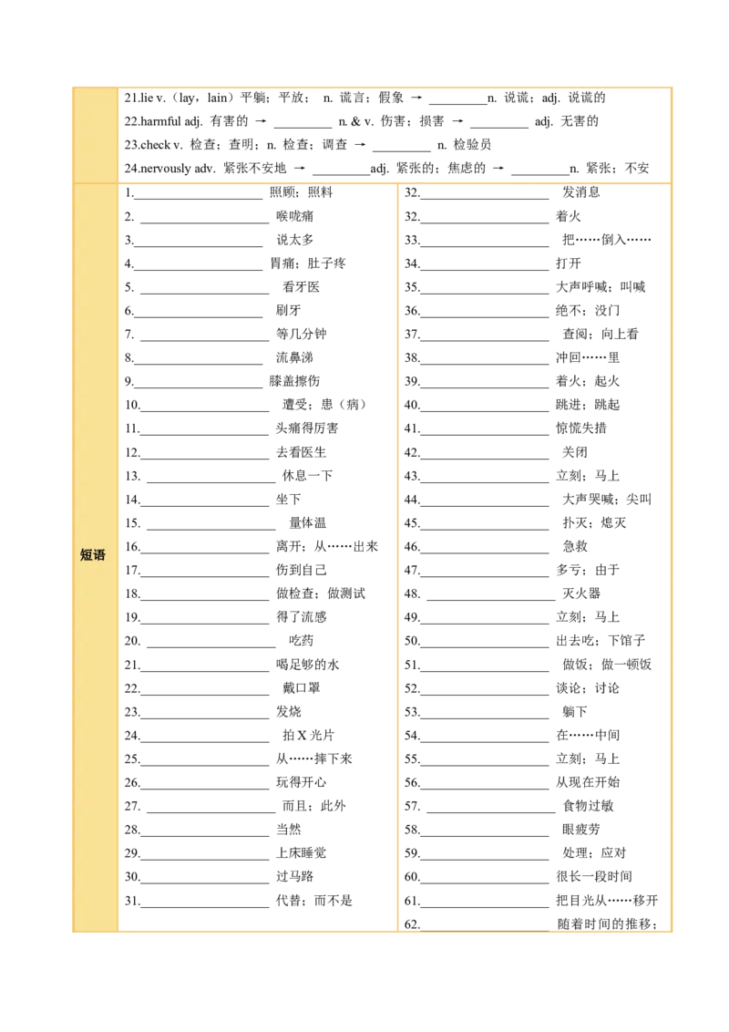 Unit2StayHealthy（知识清单）（原卷版）_新人教八下资料包_00、更新资料3月16日_单元知识复习专项-U122_2026版