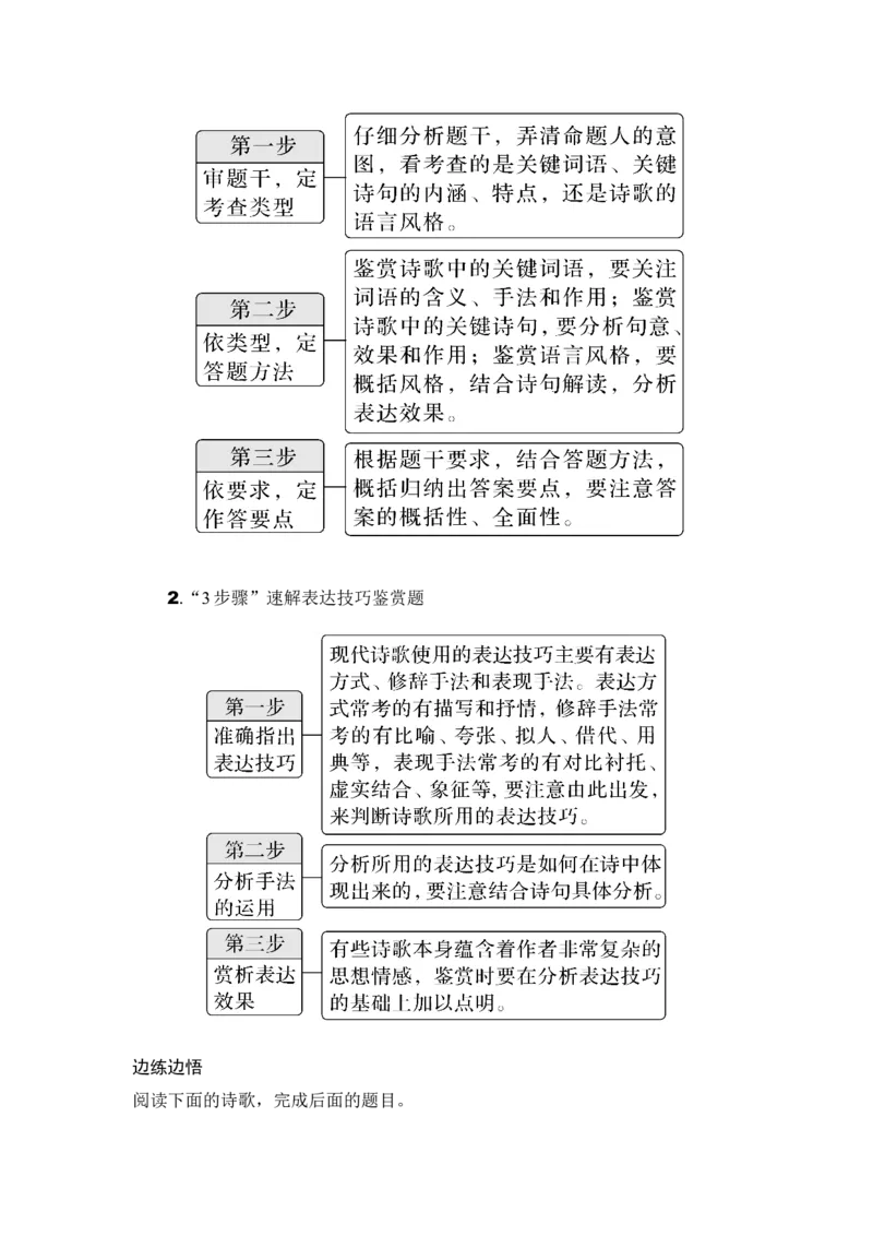 复习任务群三　现代诗歌_1.2025语文总复习_2024年新高考资料_1.2024一轮复习_2024年高考语文一轮复习讲义（部编新高考版）_赠word补充习题库一套_第一部分现代文阅读