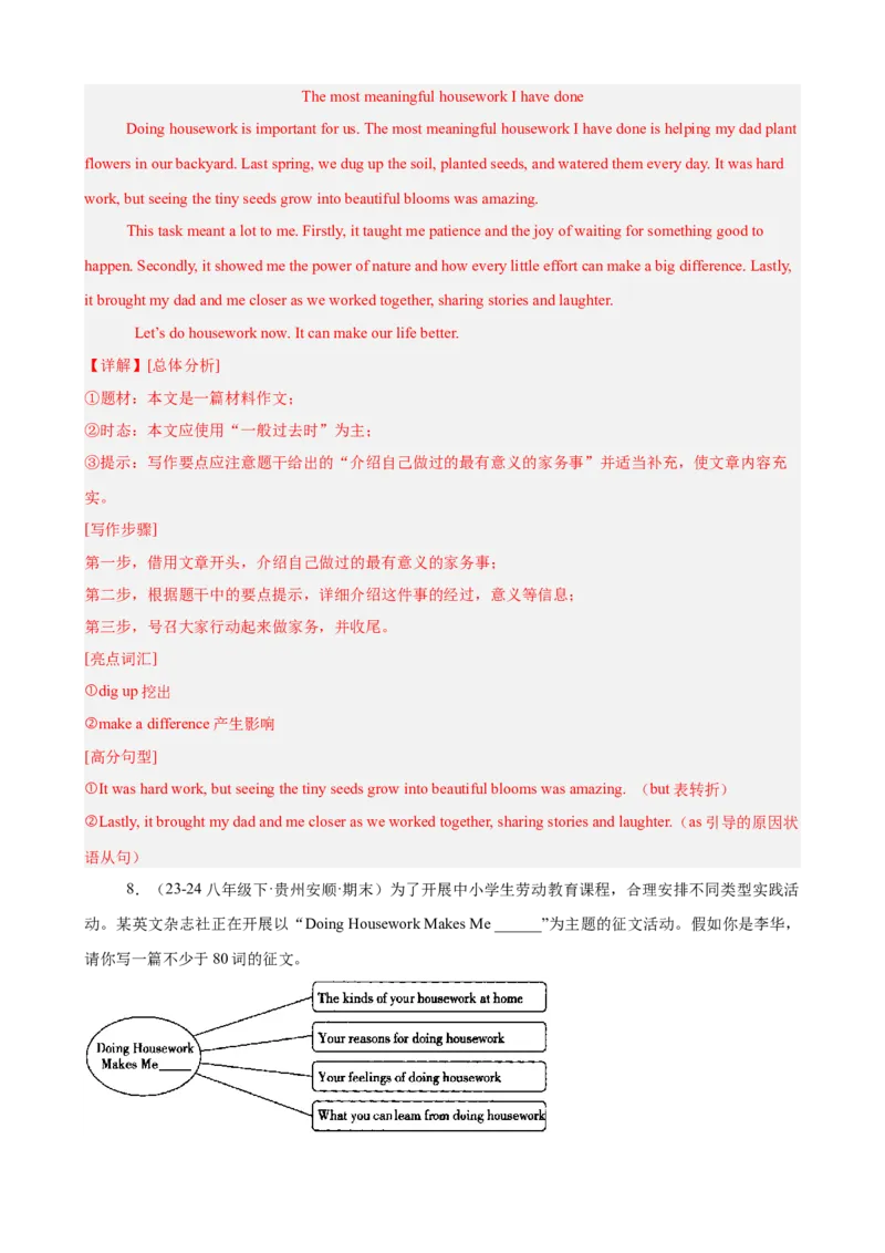 Unit3Couldyoupleasecleanyourroom单元话题满分范文必背（教师版）_新人教八下资料包_00、更新资料3月16日_单元重难点易错题精练-U216