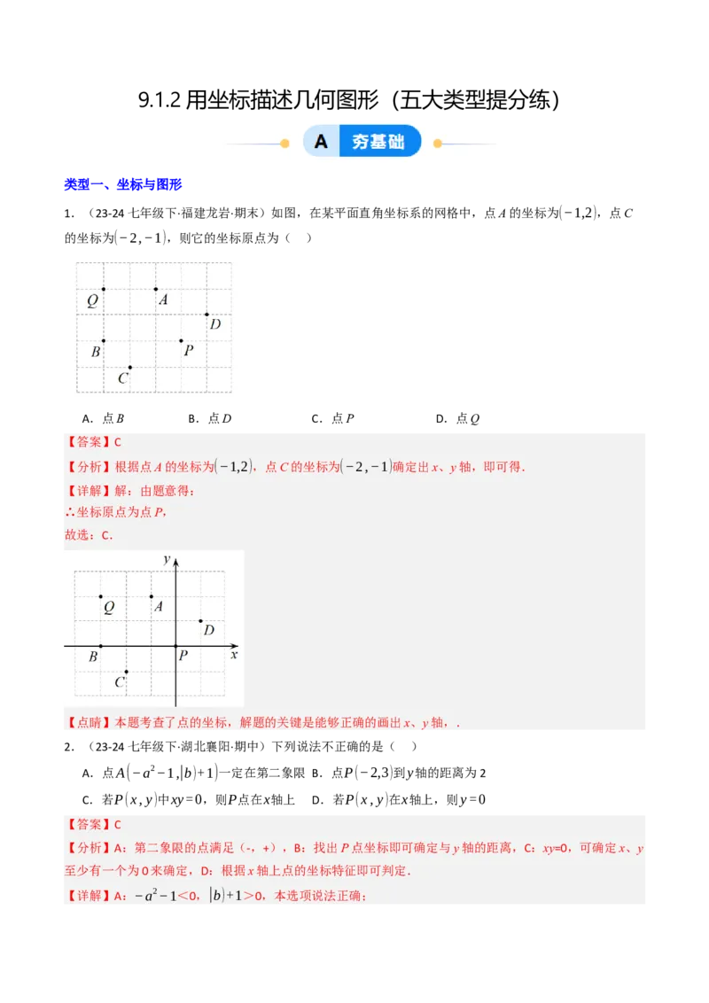9.1.2用坐标描述几何图形（五大类型提分练）（教师版）_初中数学_七年级数学下册（人教版）_大单元教学课件+教学设计-U42