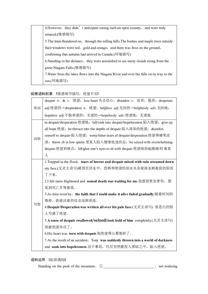选择性必修第二册　Unit4　JourneyAcrossaVastLand_3.2025英语总复习_2025年新高考资料_一轮复习_2025高考大一轮复习讲义+课件（完结）_2025高考大一轮复习英语（人教版）_大一轮复习讲义