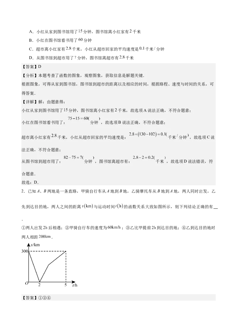 专题01函数重难点题型专训（12大题型+15道拓展培优）（教师版）_初中数学_八年级数学下册（人教版）_重难点专题提升-V7_2024版