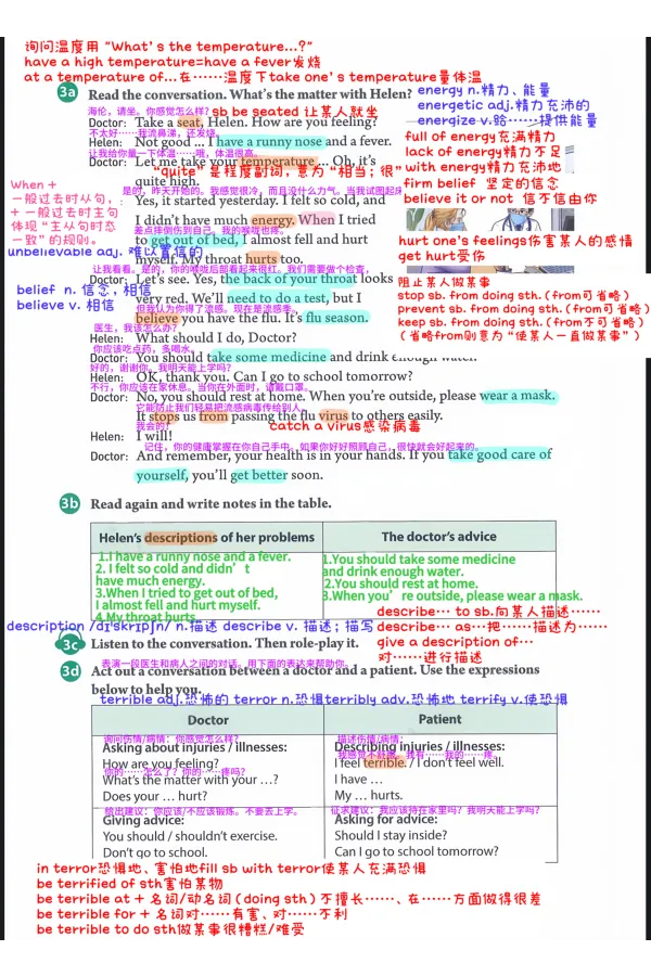 2026春人教八下U2_新人教八下资料包_01课堂笔记共3套完整版_课堂笔记版本1U1-U8