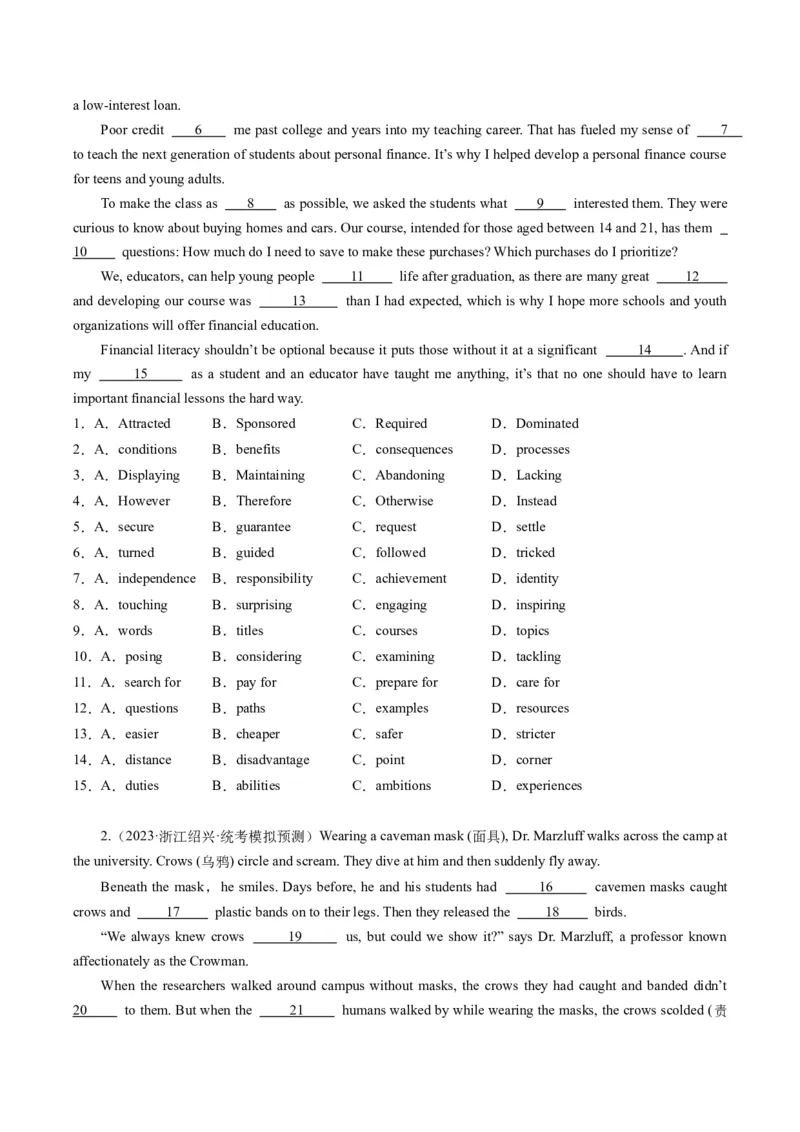 重难点08完形填空说明文-2024年高考英语热点&middot;重点&middot;难点专练（新高考专用）（解析版）_3.2025英语总复习_2024年新高考资料_3.2024专项复习