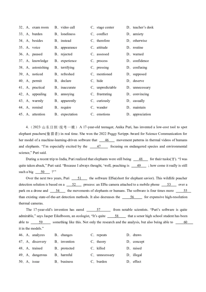 重难点08完形填空说明文-2024年高考英语热点&middot;重点&middot;难点专练（新高考专用）（解析版）_3.2025英语总复习_2024年新高考资料_3.2024专项复习