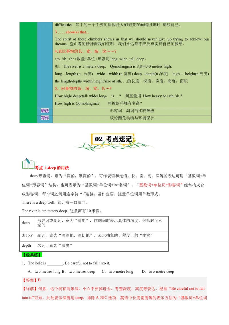 Unit7What&rsquo;sthehighestmountainsintheworld？（知识清单）（教师版）_新人教八下资料包_00、更新资料3月16日_单元知识复习专项-U122_2025版