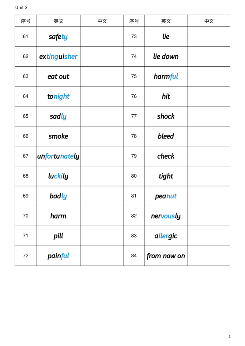 2026春人教版英语八下Unit2英译中_新人教八下资料包_00、更新资料3月16日_单词专项_新课标资料（看这里面）_单词背诵默写8个表